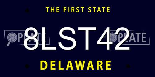 8LST42 Delaware License Plate