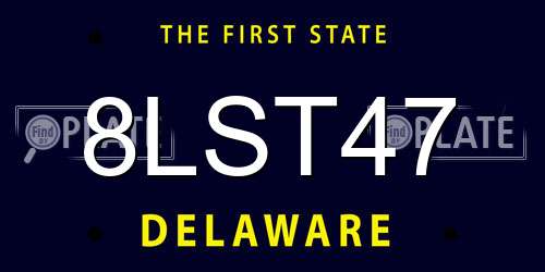 8LST47 Delaware License Plate