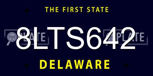 8LTS642 Delaware License Plate