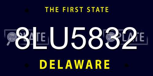 8LU5832 Delaware License Plate