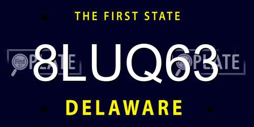 8LUQ63 Delaware License Plate