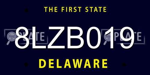 8LZB019 Delaware License Plate