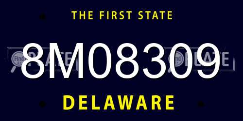 8M08309 Delaware License Plate