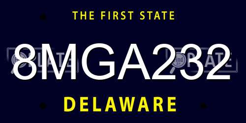 8MGA232 Delaware License Plate