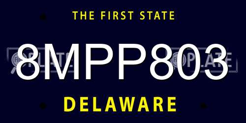 8MPP803 Delaware License Plate
