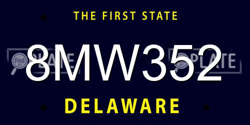 8MW352 Delaware License Plate