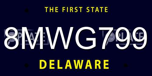 8MWG799 Delaware License Plate