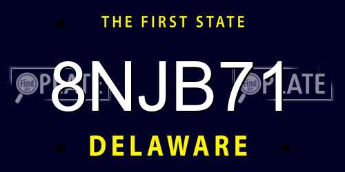 8NJB71 Delaware License Plate