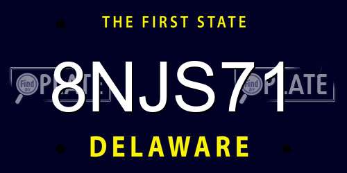 8NJS71 Delaware License Plate