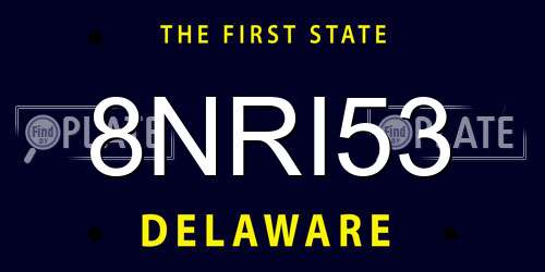 8NRI53 Delaware License Plate