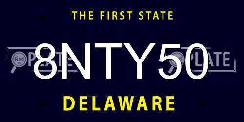 8NTY50 Delaware License Plate