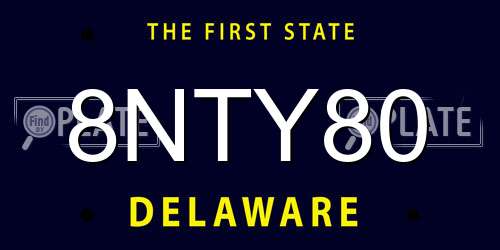 8NTY80 Delaware License Plate