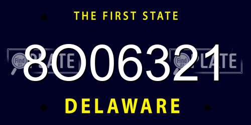8O06321 Delaware License Plate