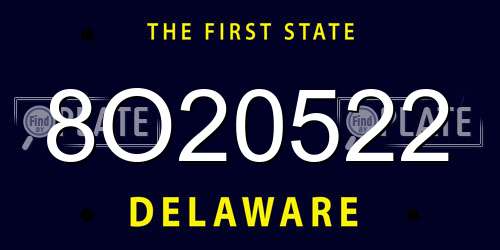 8O20522 Delaware License Plate