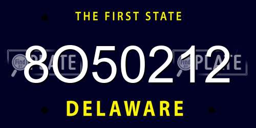 8O50212 Delaware License Plate