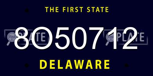 8O50712 Delaware License Plate