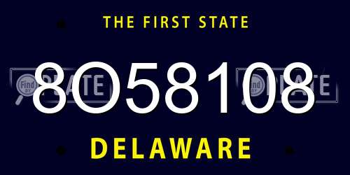 8O58108 Delaware License Plate