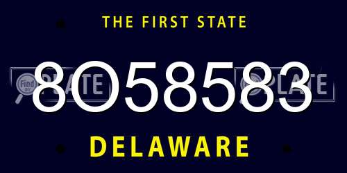 8O58583 Delaware License Plate