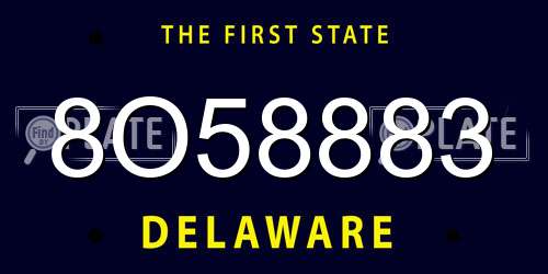 8O58883 Delaware License Plate