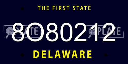 8O80212 Delaware License Plate