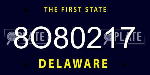 8O80217 Delaware License Plate