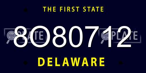 8O80712 Delaware License Plate