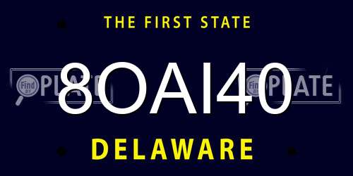 8OAI40 Delaware License Plate