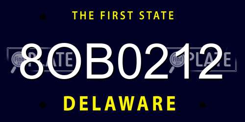 8OB0212 Delaware License Plate