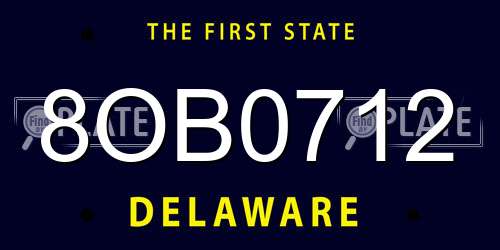 8OB0712 Delaware License Plate