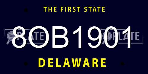 8OB1901 Delaware License Plate