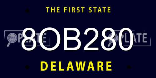 8OB280 Delaware License Plate