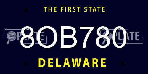 8OB780 Delaware License Plate