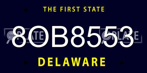 8OB8553 Delaware License Plate