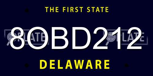 8OBD212 Delaware License Plate