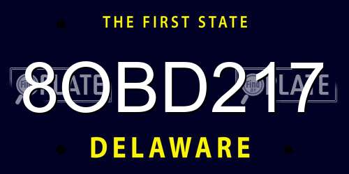 8OBD217 Delaware License Plate
