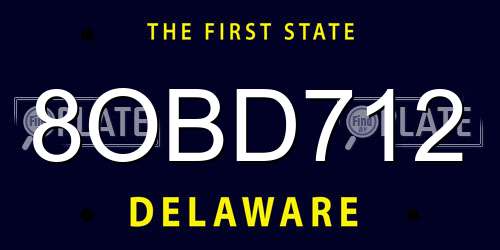 8OBD712 Delaware License Plate