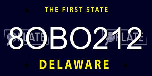 8OBO212 Delaware License Plate