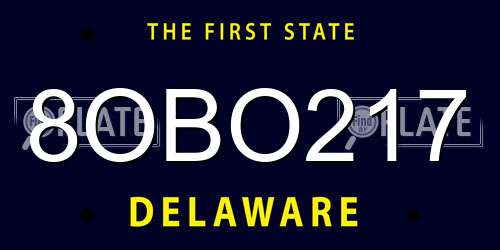 8OBO217 Delaware License Plate