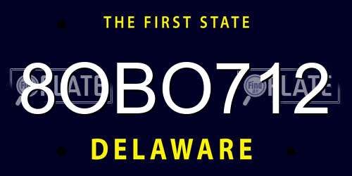 8OBO712 Delaware License Plate