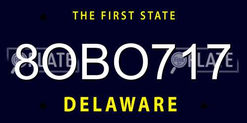 8OBO717 Delaware License Plate