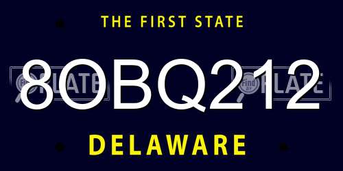 8OBQ212 Delaware License Plate