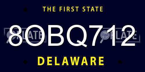 8OBQ712 Delaware License Plate