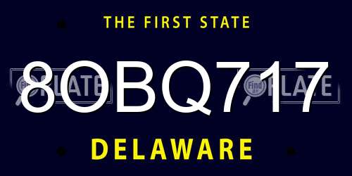 8OBQ717 Delaware License Plate