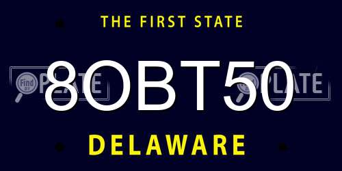 8OBT50 Delaware License Plate