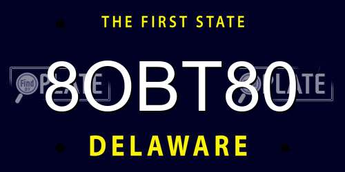 8OBT80 Delaware License Plate