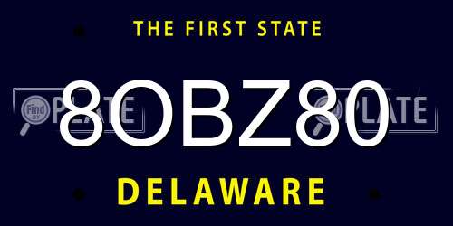 8OBZ80 Delaware License Plate