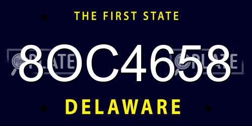 8OC4658 Delaware License Plate