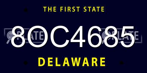 8OC4685 Delaware License Plate