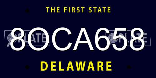 8OCA658 Delaware License Plate