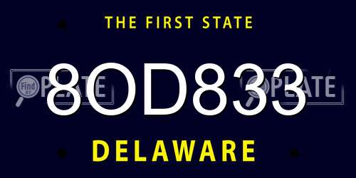 8OD833 Delaware License Plate